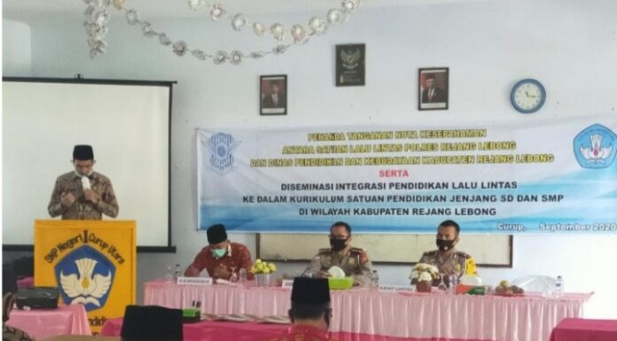 Polres Rejang Lebong Tanda Tangan MOU Dengan Dispendik Terkait Pendidikan Lalulintas