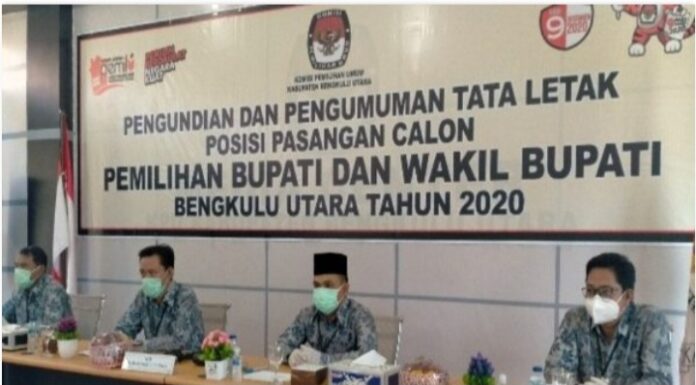 KPUD Bengkulu Utara Pleno Penentuan Tata Letak Gambar Paslon Pilkada 2020