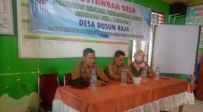 Pemdes Dusun Raja Gelar Musdes Perubahan Rencana Pembangunan jangka Menengah Desa RJPM-Des