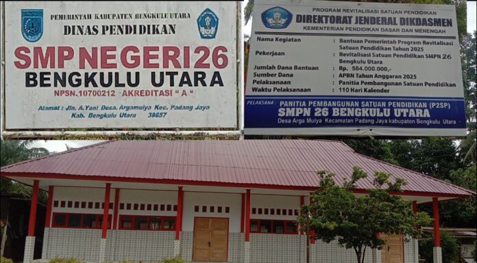 Pembangunan Revitalisasi Di SMP N 26 Bengkulu Utara Targetkan Desember Selesai 100 persen