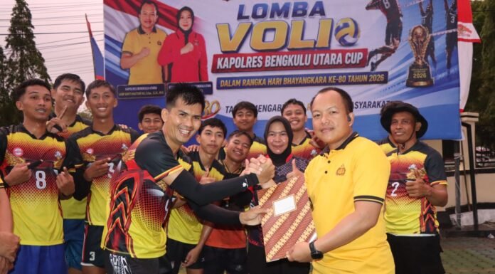 Sukses Digelar, Polsek Padang Jaya Sabet Juara I Turnamen Voli Kapolres Bengkulu Utara Cup 2026