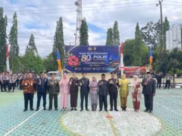 Sinergi TNI-Polri, Kodim 0423/BU Hadiri Upacara HUT ke-80 Bhayangkara