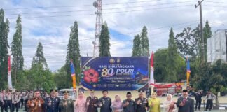 Sinergi TNI-Polri, Kodim 0423/BU Hadiri Upacara HUT ke-80 Bhayangkara