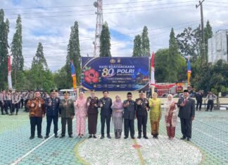 Sinergi TNI-Polri, Kodim 0423/BU Hadiri Upacara HUT ke-80 Bhayangkara