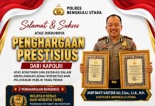 Polres Bengkulu Utara Raih Predikat WBK dan Pelayanan Prima dari Kapolri