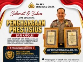 Polres Bengkulu Utara Raih Predikat WBK dan Pelayanan Prima dari Kapolri