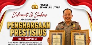 Polres Bengkulu Utara Raih Predikat WBK dan Pelayanan Prima dari Kapolri