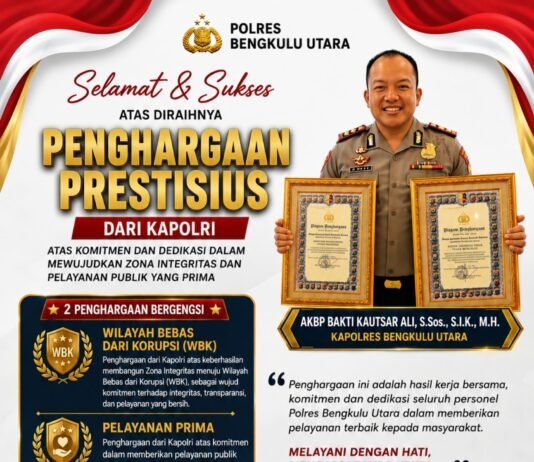 Polres Bengkulu Utara Raih Predikat WBK dan Pelayanan Prima dari Kapolri