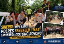 Gotong Royong Perbaiki Jembatan Keramat, Kapolres Bengkulu Utara dan Warga Bersinergi Bangun Desa