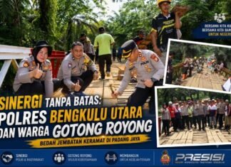 Gotong Royong Perbaiki Jembatan Keramat, Kapolres Bengkulu Utara dan Warga Bersinergi Bangun Desa