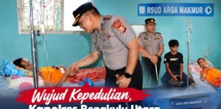 Wujud Kepedulian, Kapolres Bengkulu Utara Kunjungi Penderita Lambung Bocor di RSUD Arga Makmur