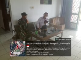 Jaga Keamanan dan Cegah Karhutla Koramil 423-04/Putri Hijau Jalin Komsos Bersama Warga Desa Kota Bani