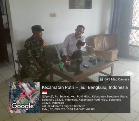 Jaga Keamanan dan Cegah Karhutla Koramil 423-04/Putri Hijau Jalin Komsos Bersama Warga Desa Kota Bani